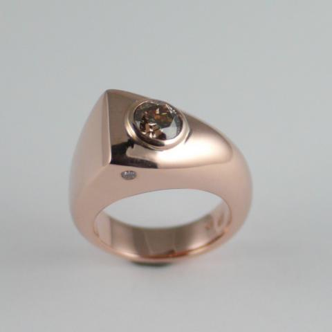 Argyle Cognac Diamond Pink Gold Ring 