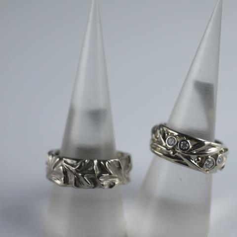 Diamond rings Carved and fabricated 