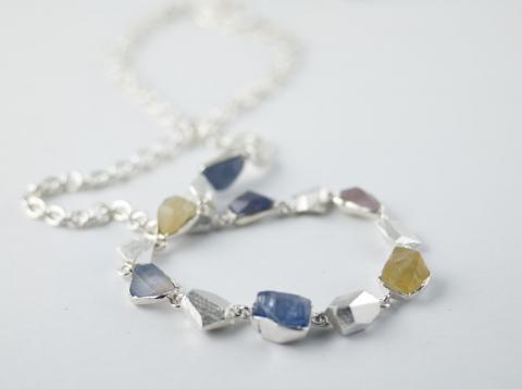 Sapphire crystals set in Silver 