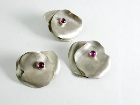 Sterling silver petals set with cabachon Tourmalines