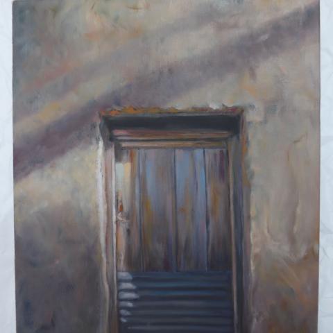 Corrugated Door. Oil on canvas